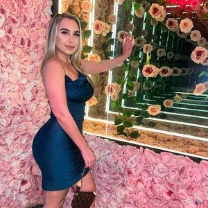 Date night royal blue midi dress